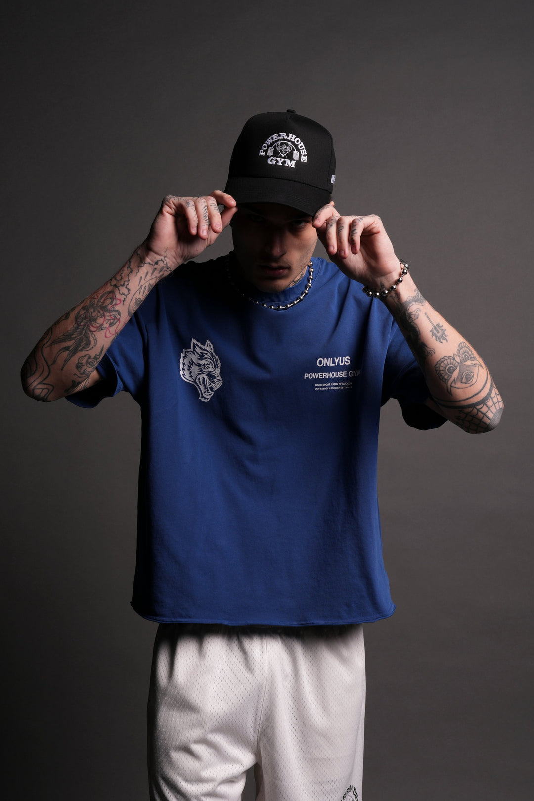 Only Us Gym Premium Raw Hem "Box Cut" Tee in Darc Cobalt