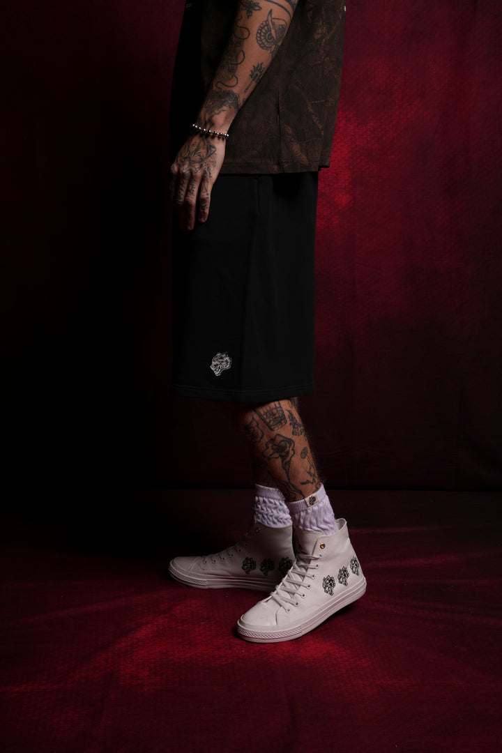 Dual Oversized Osiris Sweat Shorts in Black