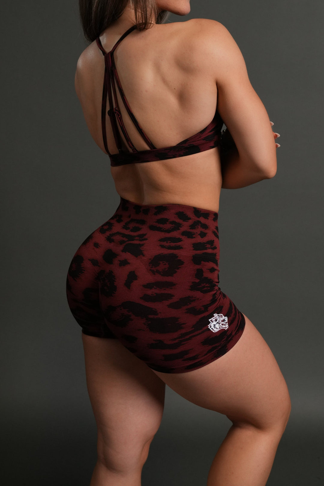 Dual Wolf Everson Seamless "Sierra" Shorts in Cherry Red Leopard