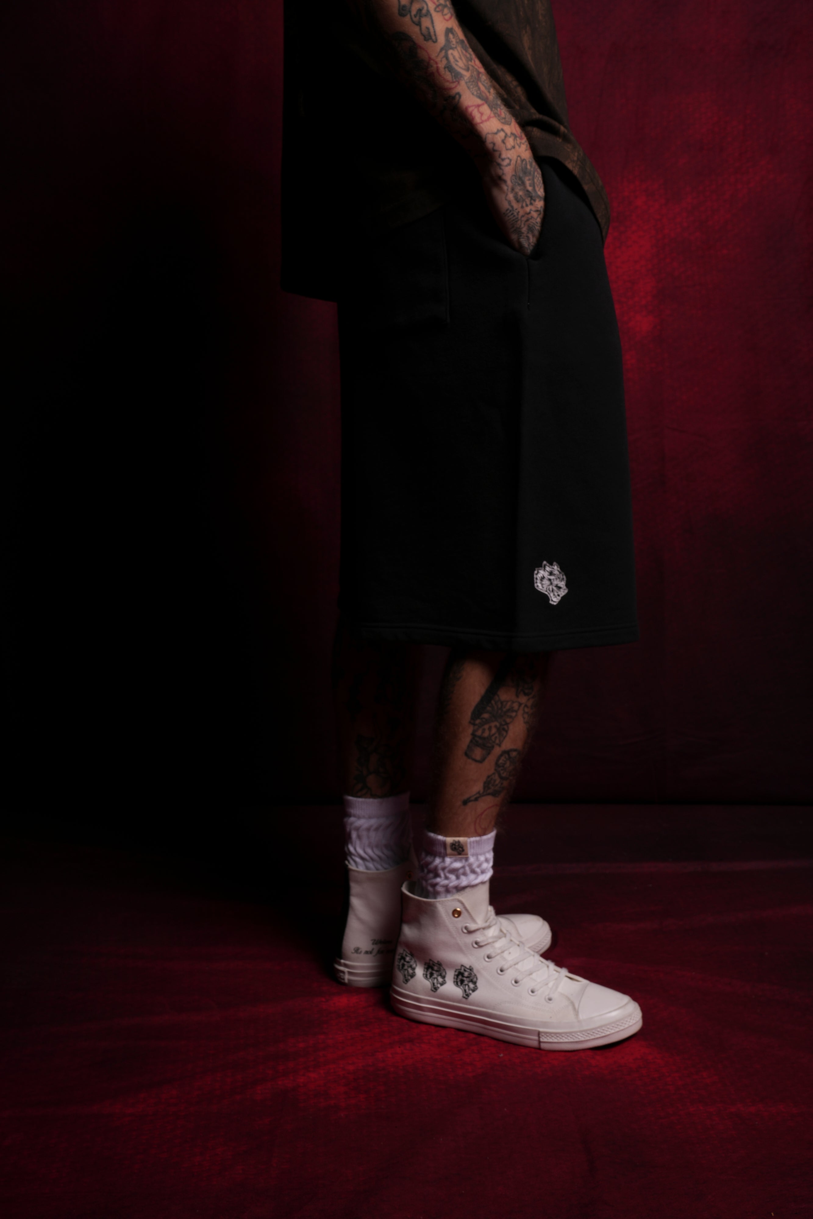 Dual Oversized Osiris Sweat Shorts in Black