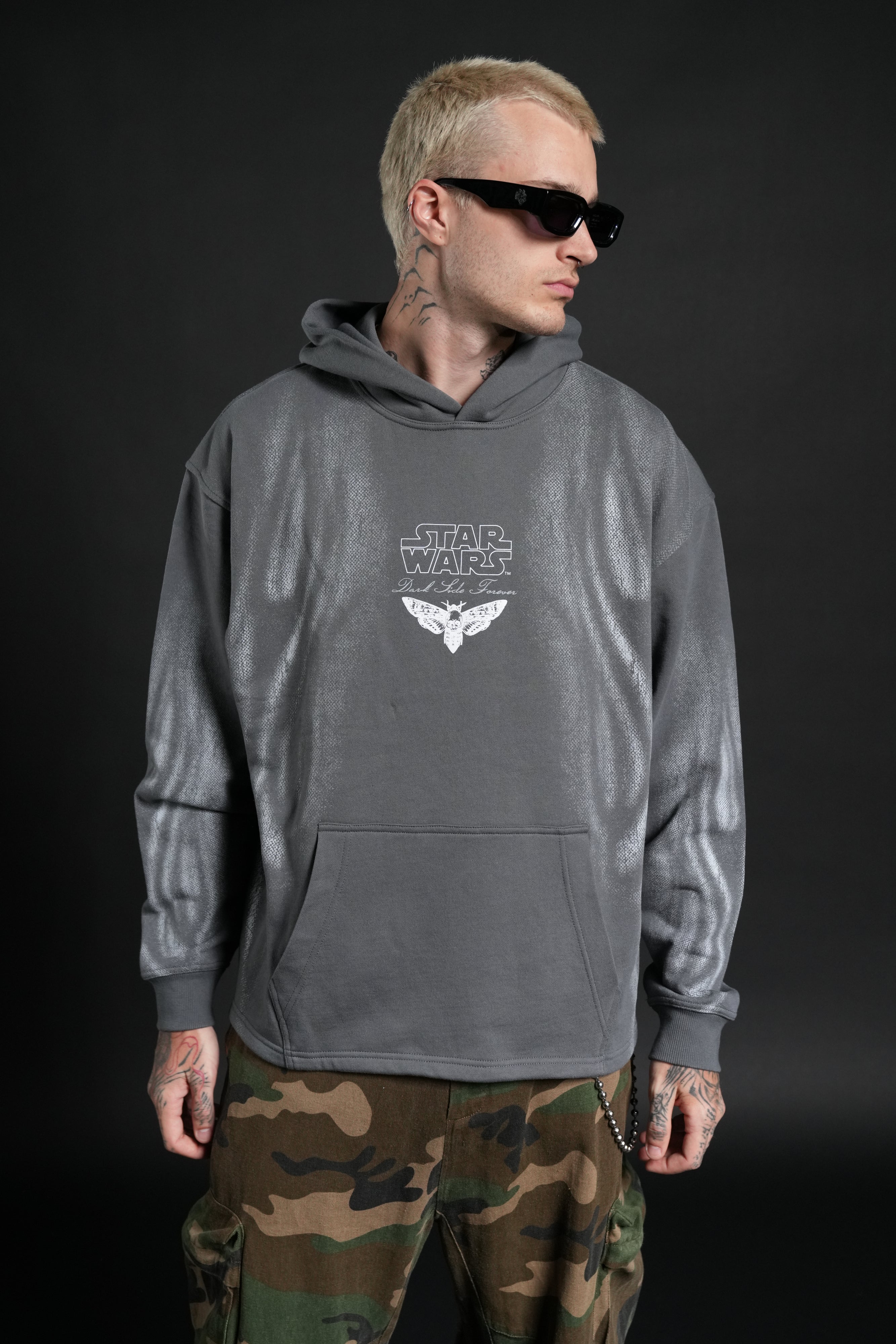Dark Flame Moaty Hoodie in Slate Gray
