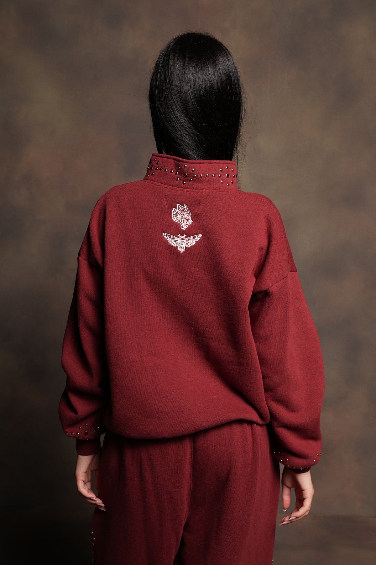 Stud Lobo She Everson Mockneck Sweater In Cherry Red