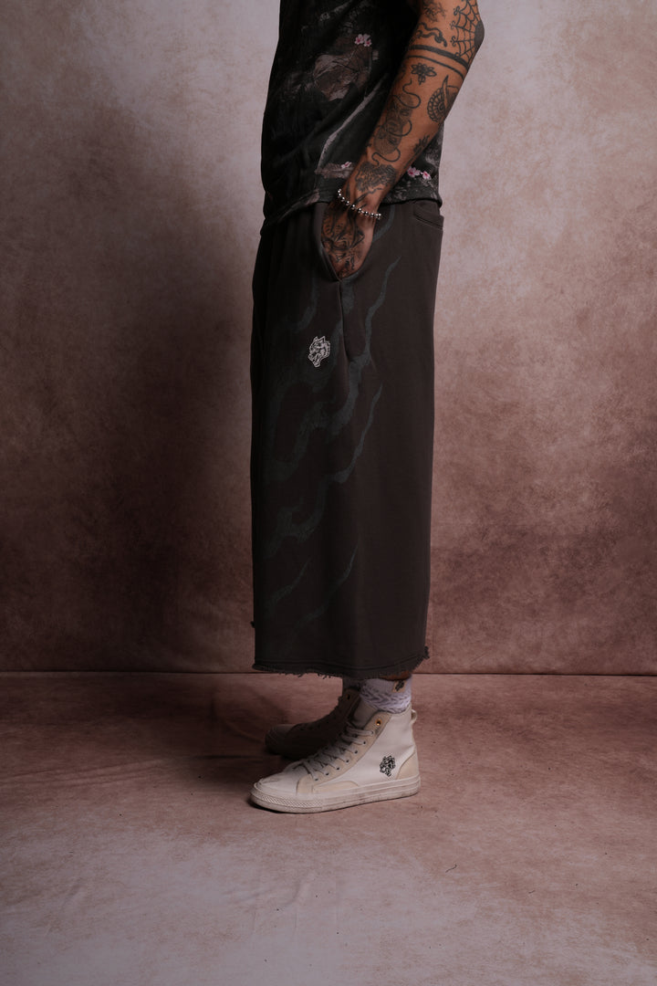 Darc Infernal Oversized Omen Cropped Sweat Pants in Wolf Gray