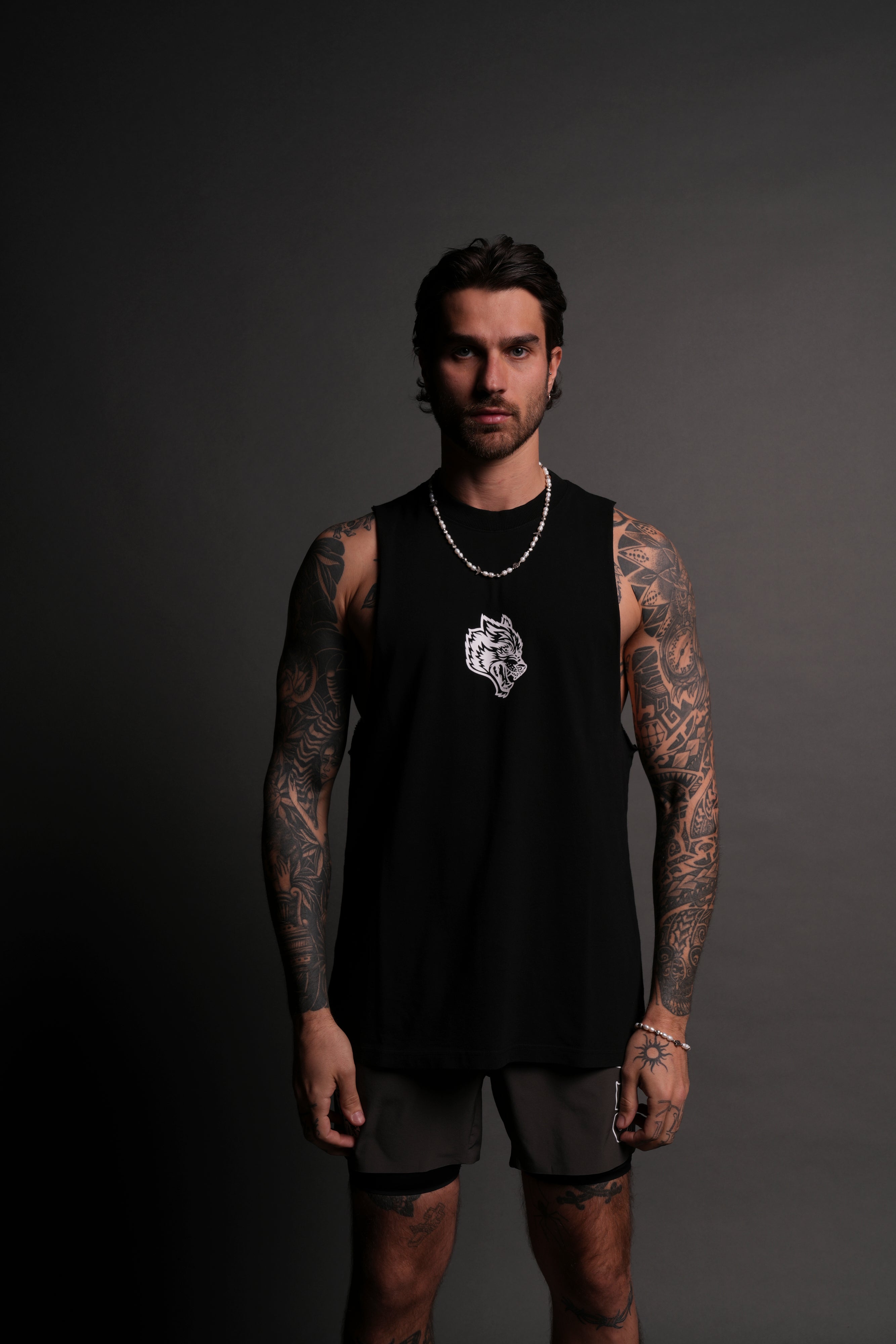 Wolves Pyramid "Tommy" Muscle Tee in Black