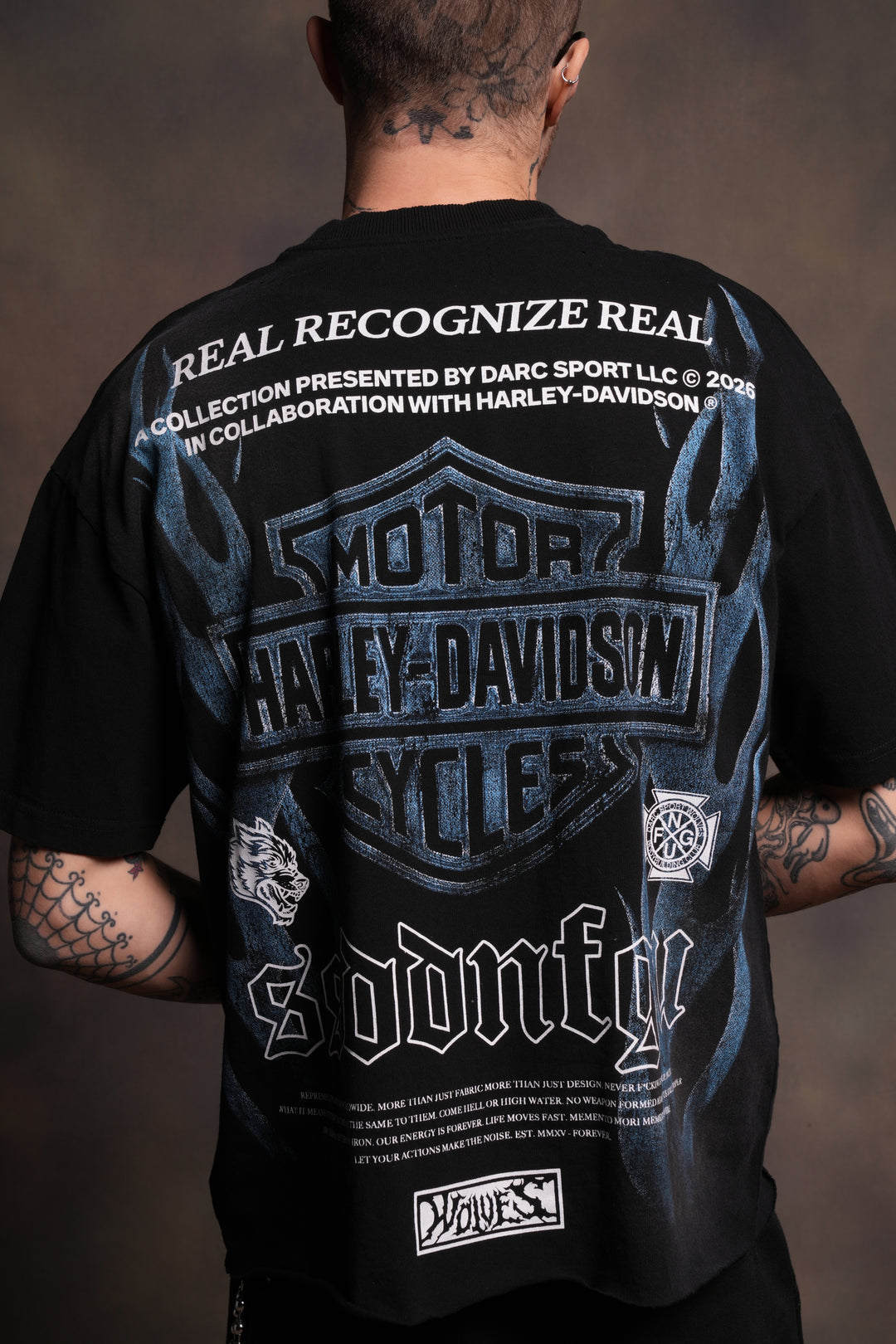 Ride Forever Distressed Grunge Mid-Length Raw Hem Tee in Black Sun Fade