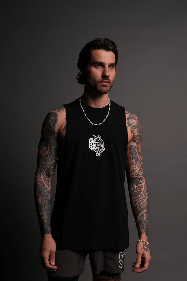 Wolves Pyramid "Tommy" Muscle Tee in Black