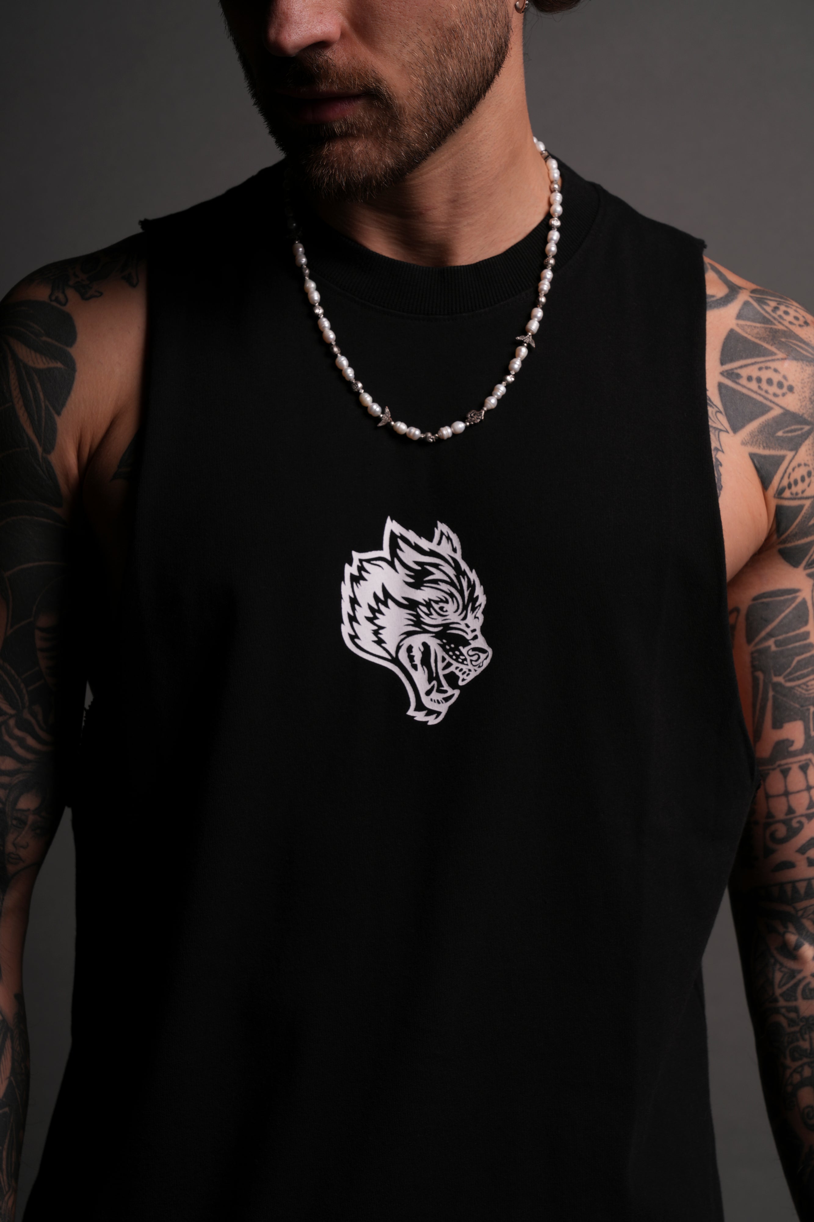 Wolves Pyramid "Tommy" Muscle Tee in Black