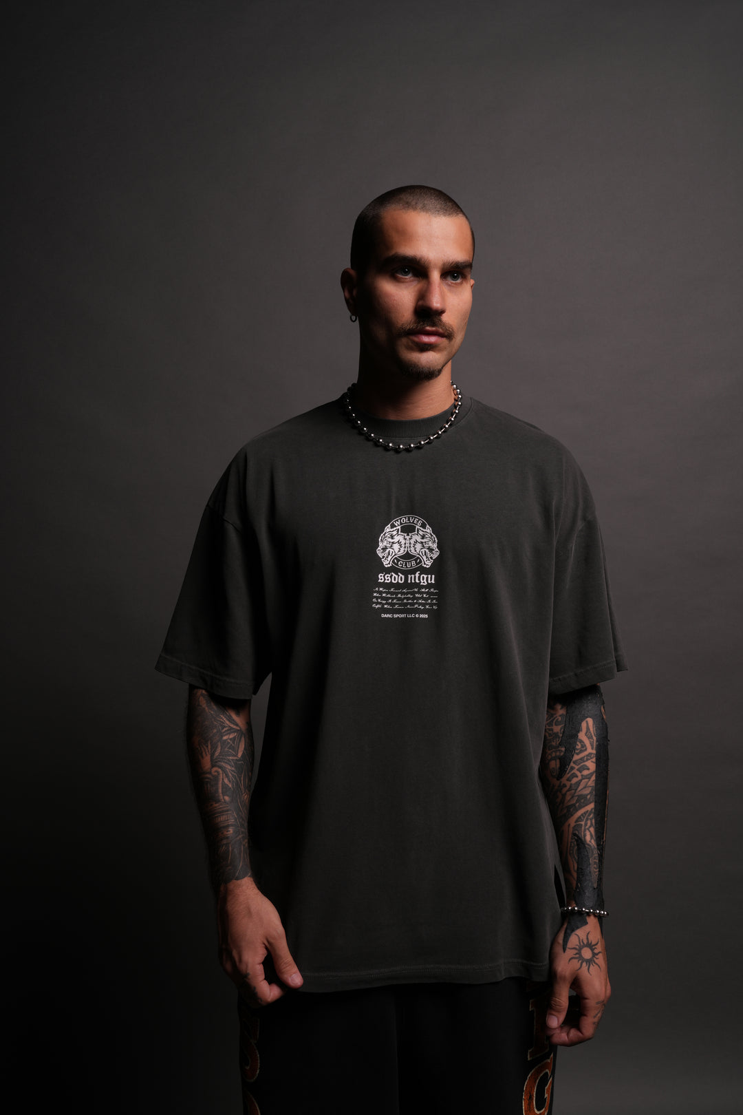 Death Face "Premium" Oversized Tee in Wolf Gray