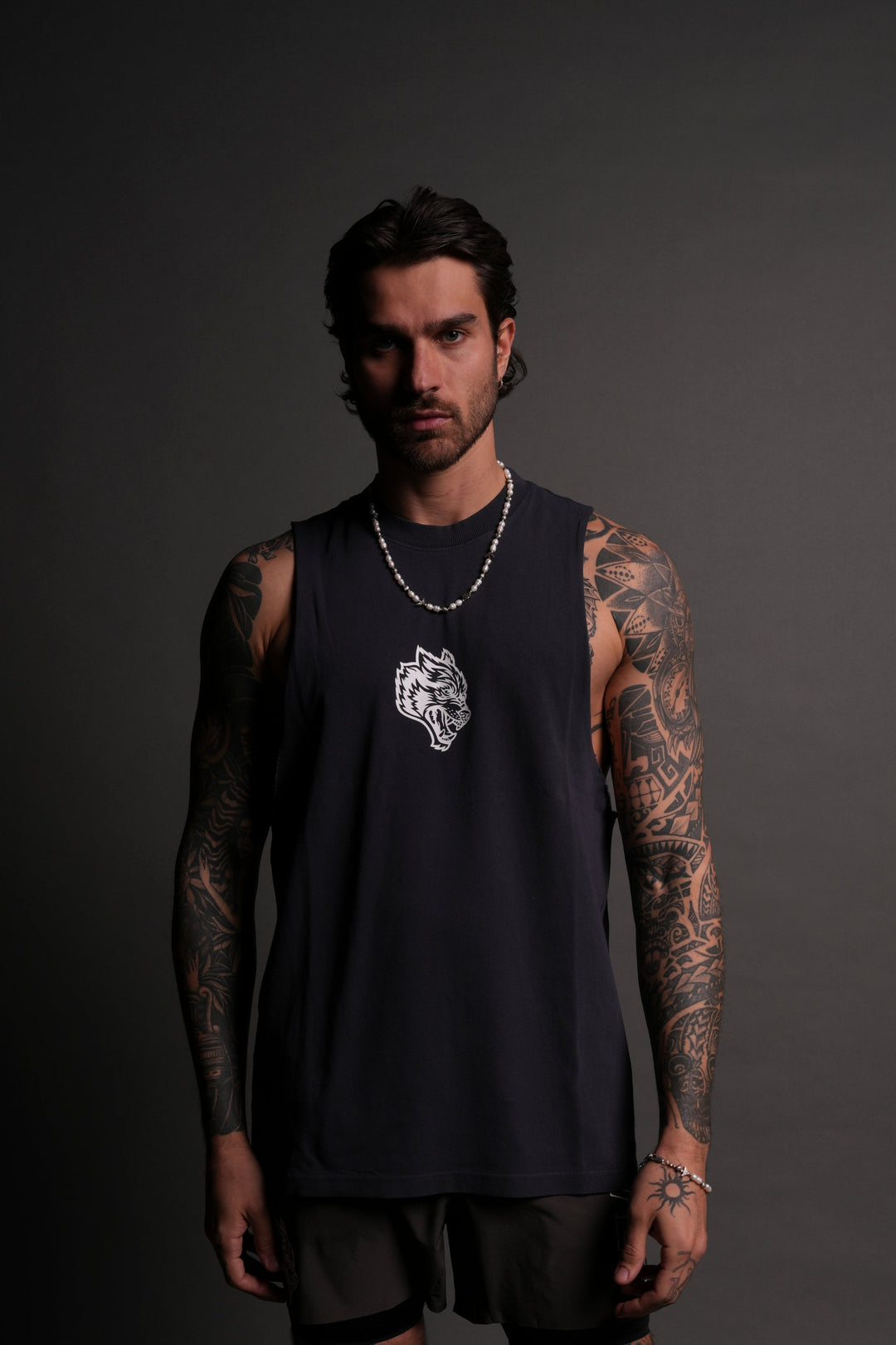 Wolves Pyramid "Tommy" Muscle Tee in Midnight Blue