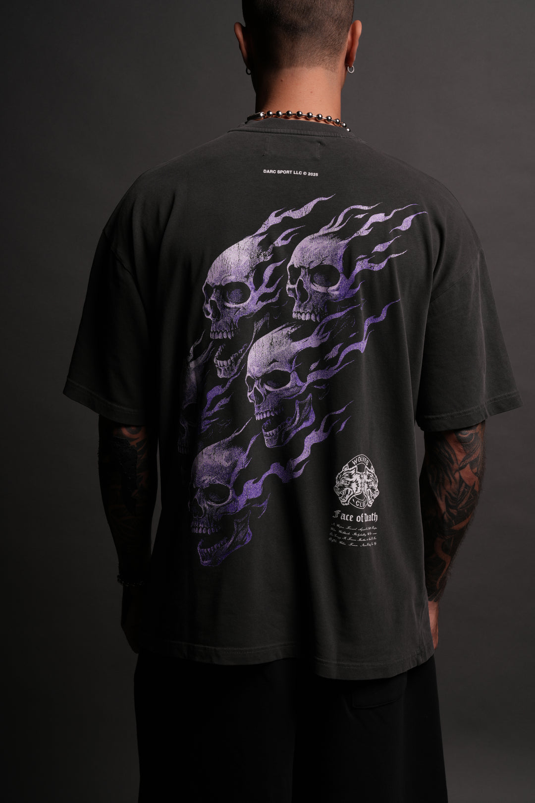 Death Face "Premium" Oversized Tee in Wolf Gray