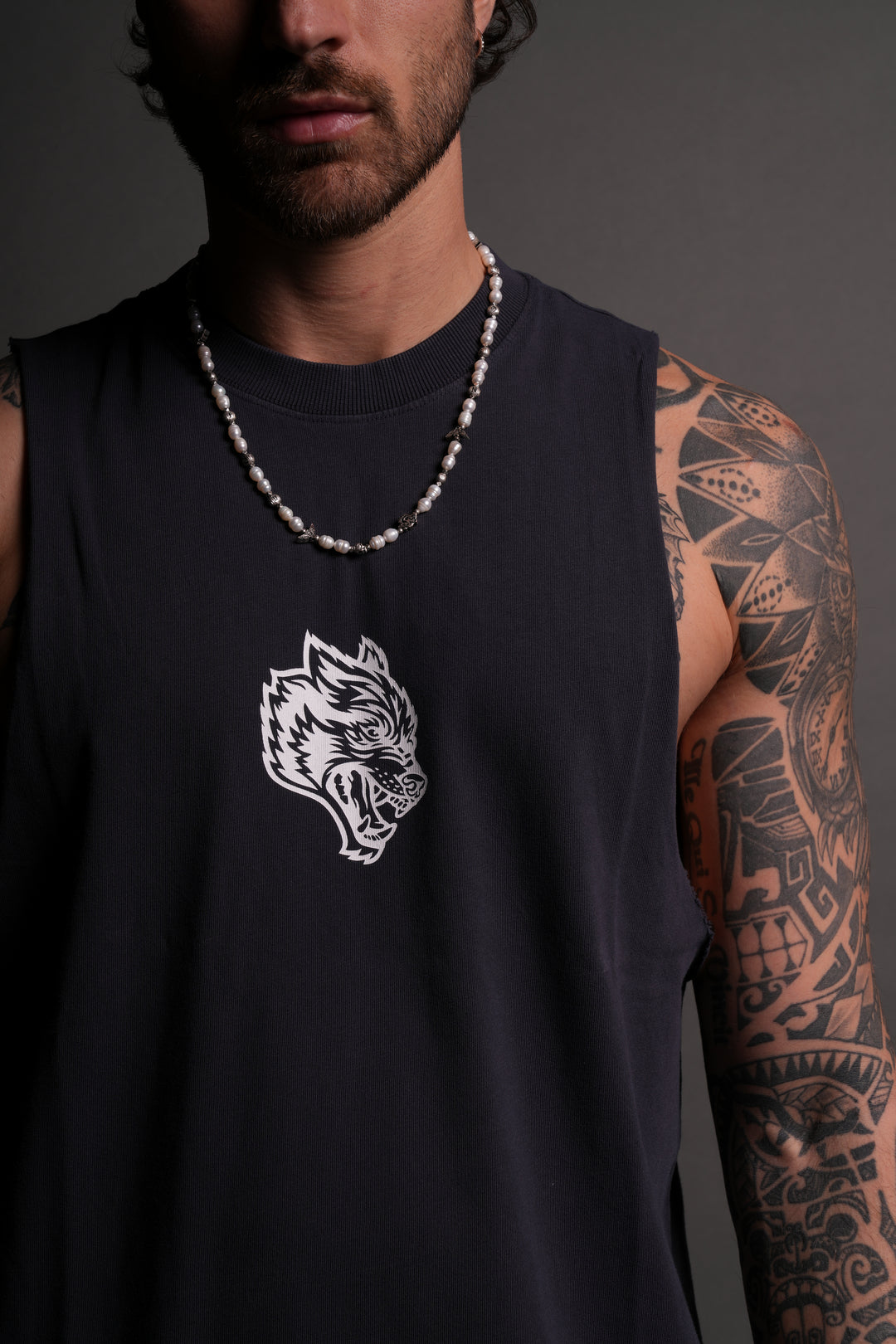 Wolves Pyramid "Tommy" Muscle Tee in Midnight Blue