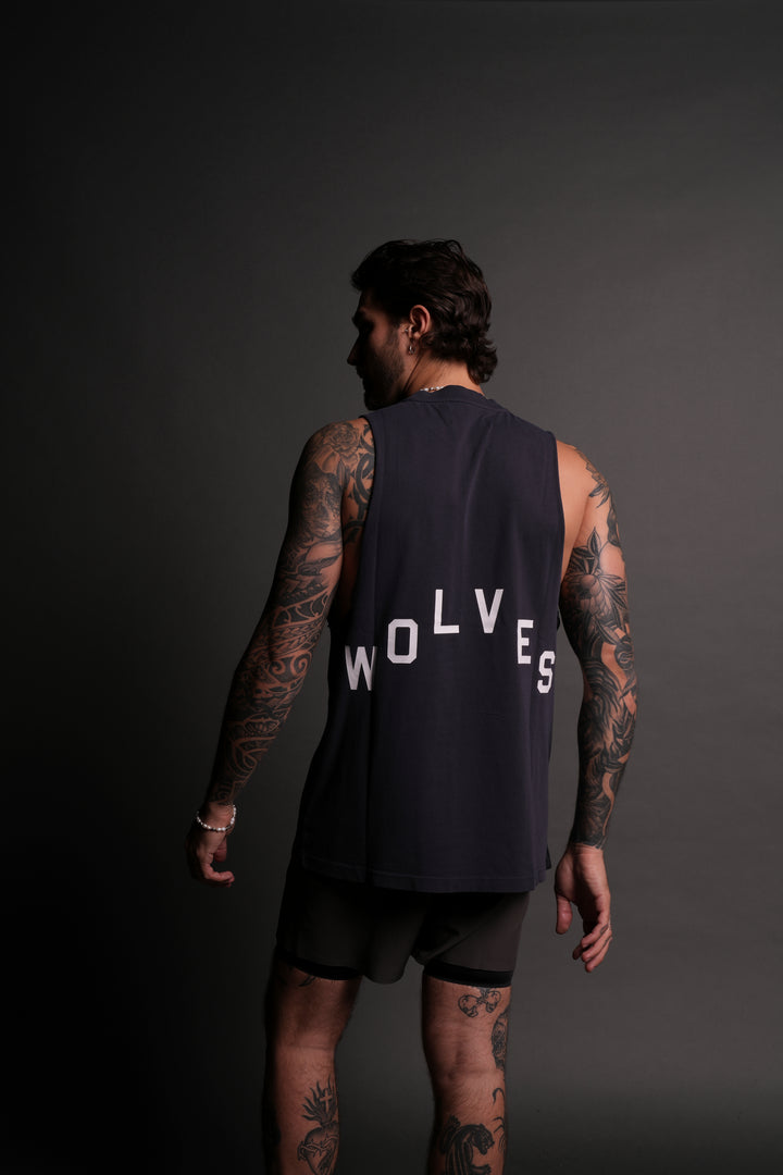 Wolves Pyramid "Tommy" Muscle Tee in Midnight Blue