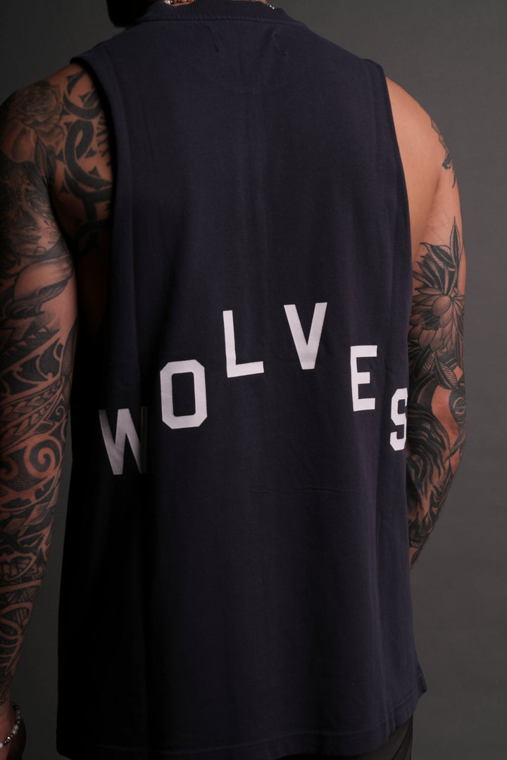 Wolves Pyramid "Tommy" Muscle Tee in Midnight Blue