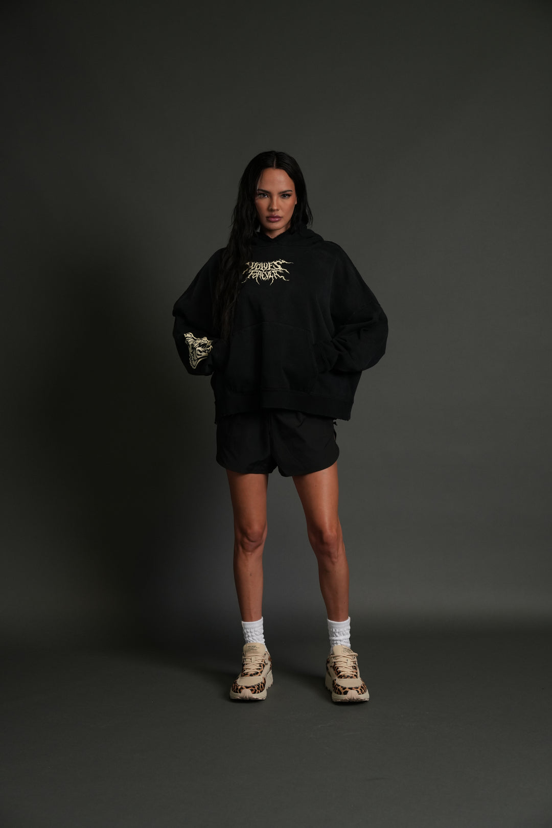 Slasher Destroyed Grunge "Gage Box Cut" Hoodie in Black Drift Wash