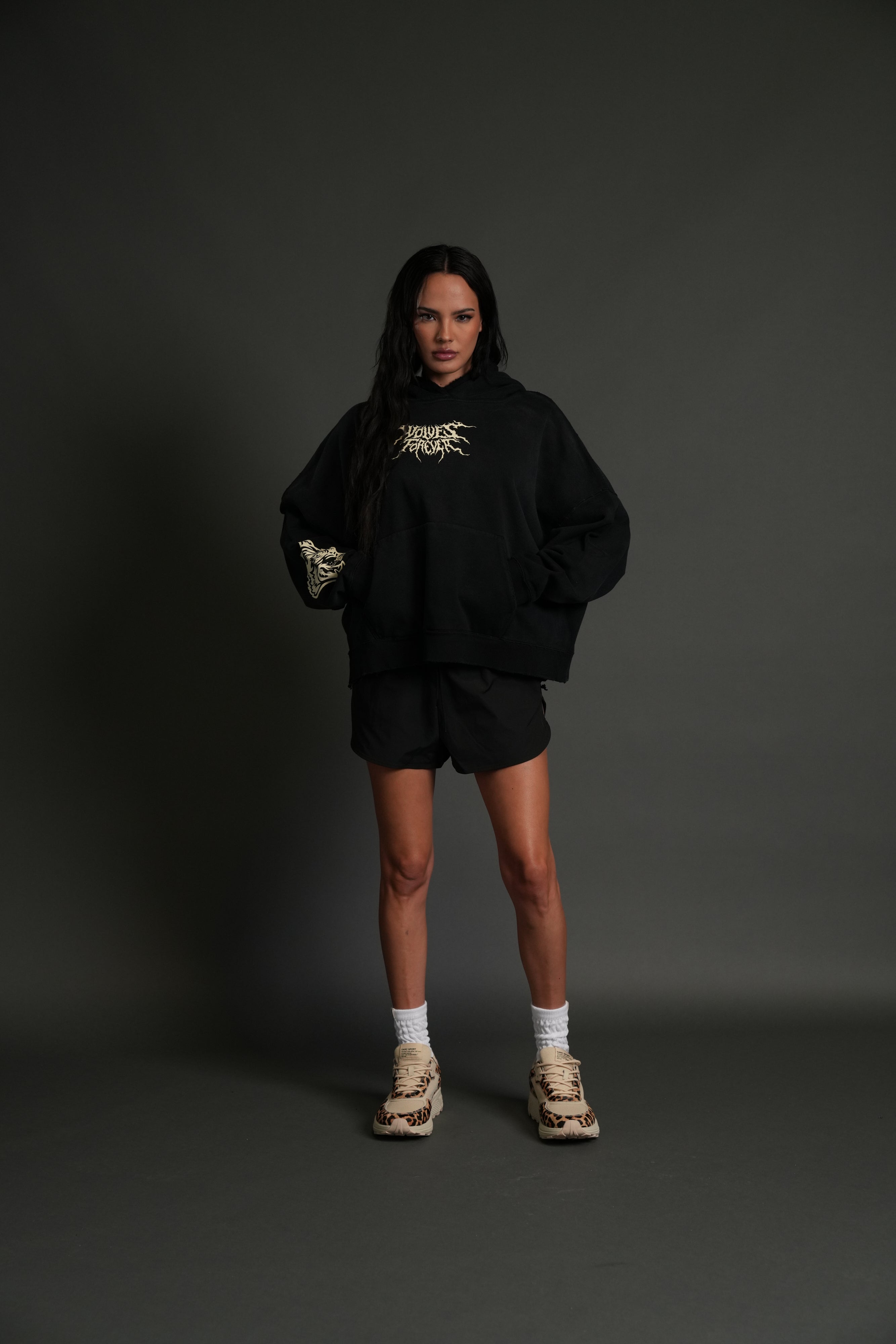 Slasher Destroyed Grunge "Gage Box Cut" Hoodie in Black Drift Wash