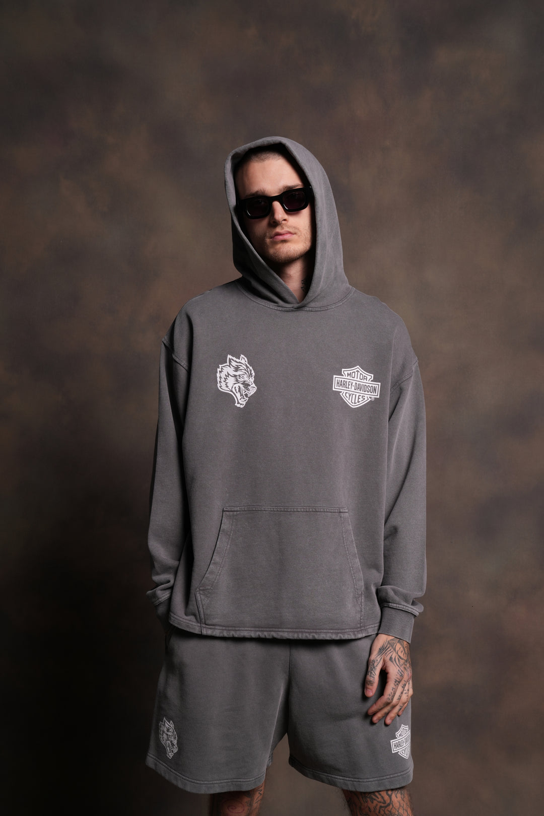 Harley-Davidson Wolves "Moaty" Hoodie in Slate Gray