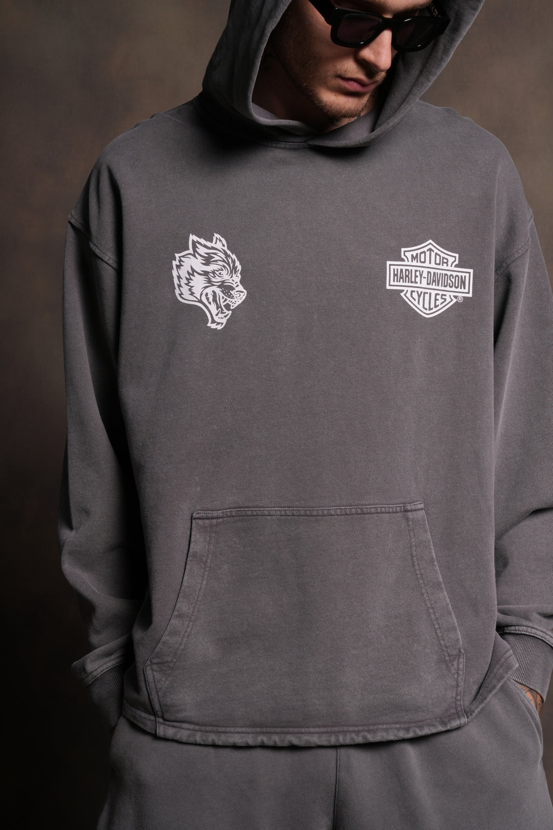 Harley-Davidson Wolves "Moaty" Hoodie in Slate Gray