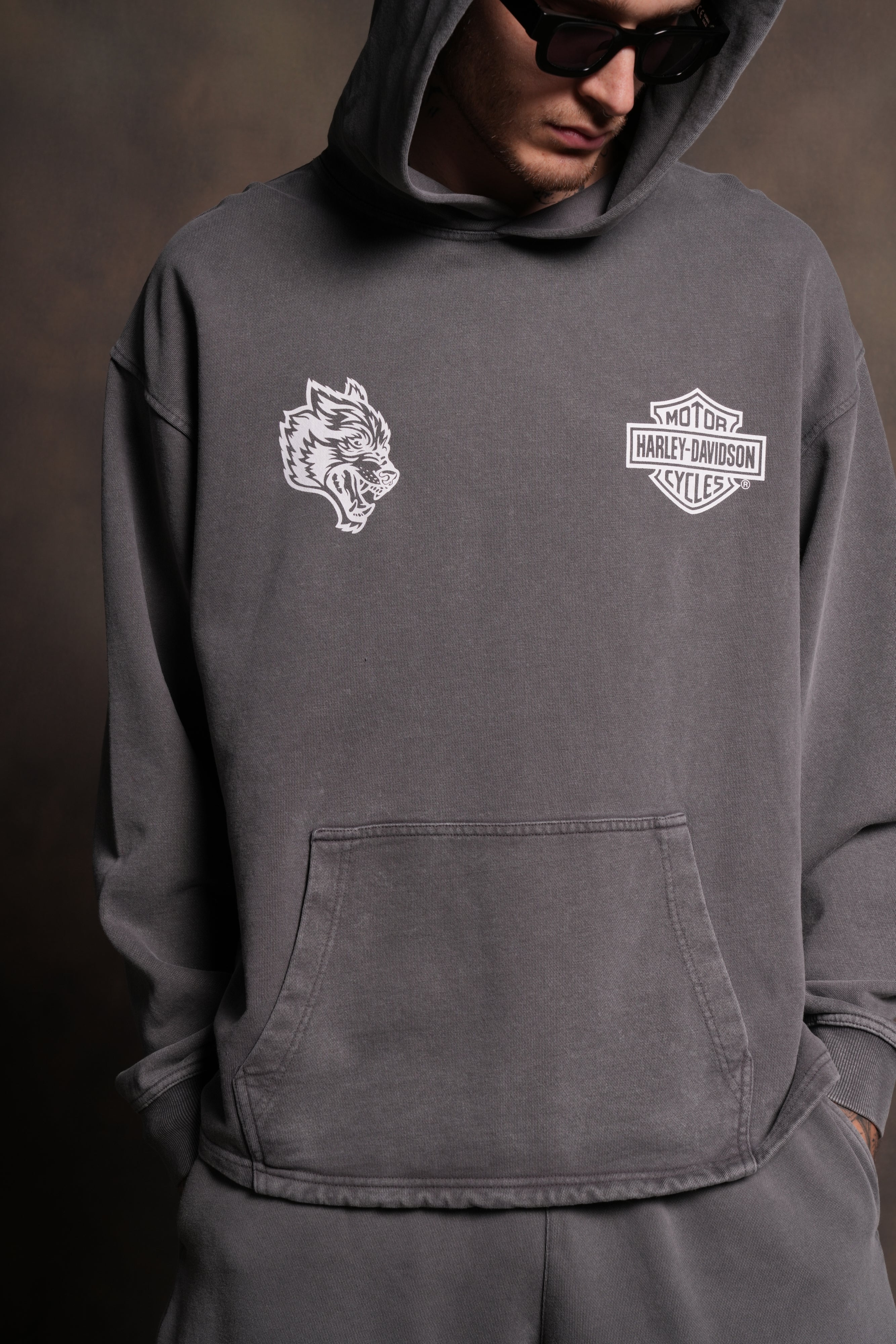 Harley-Davidson Wolves "Moaty" Hoodie in Slate Gray