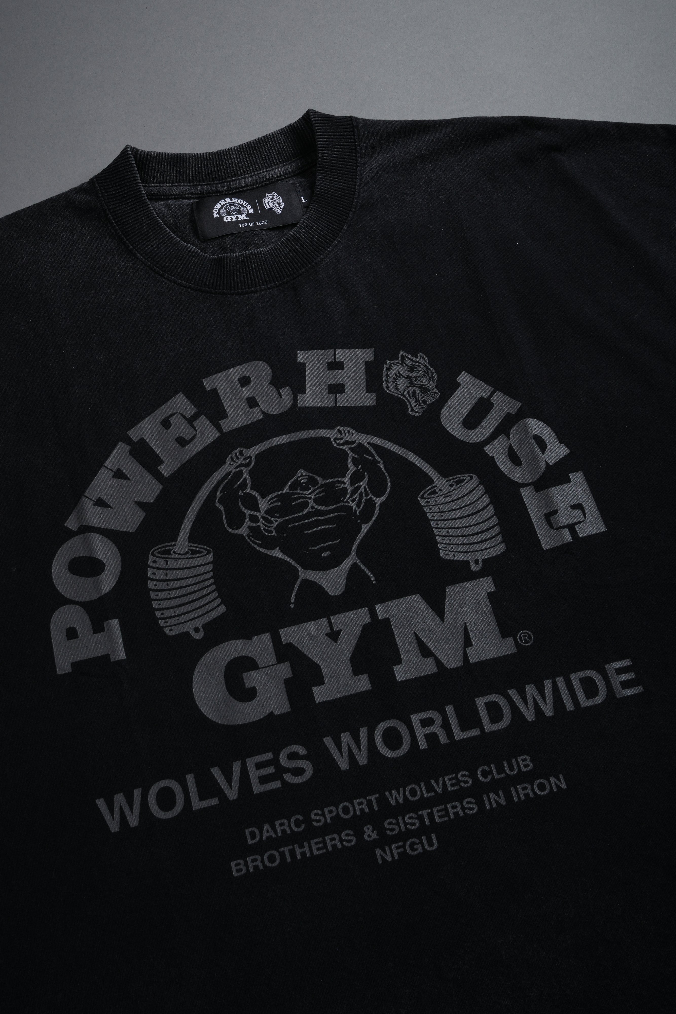Powerhouse of the Wolves Grunge Cut-Off Tee in Black – DarcSport