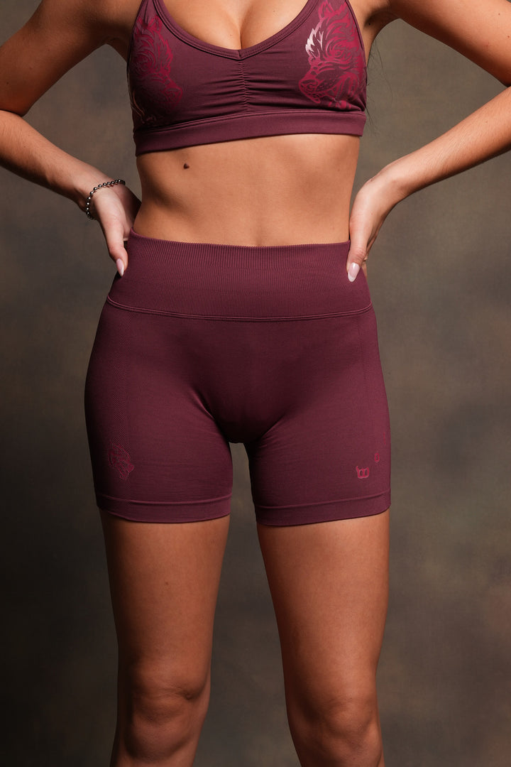 Wolf Pyramid Evey Seamless Shorts In Deep Cherry Red