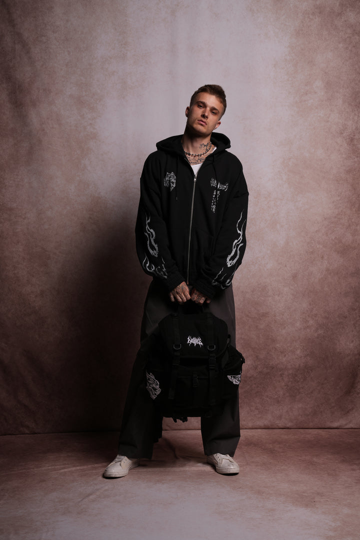 Wolves Hesh Traveler Backpack in Black
