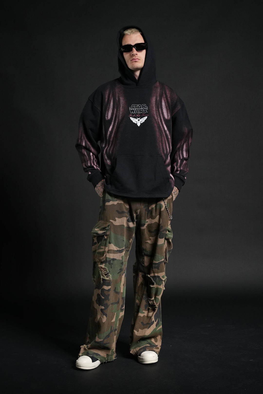 Dark Flame Moaty Hoodie in Black
