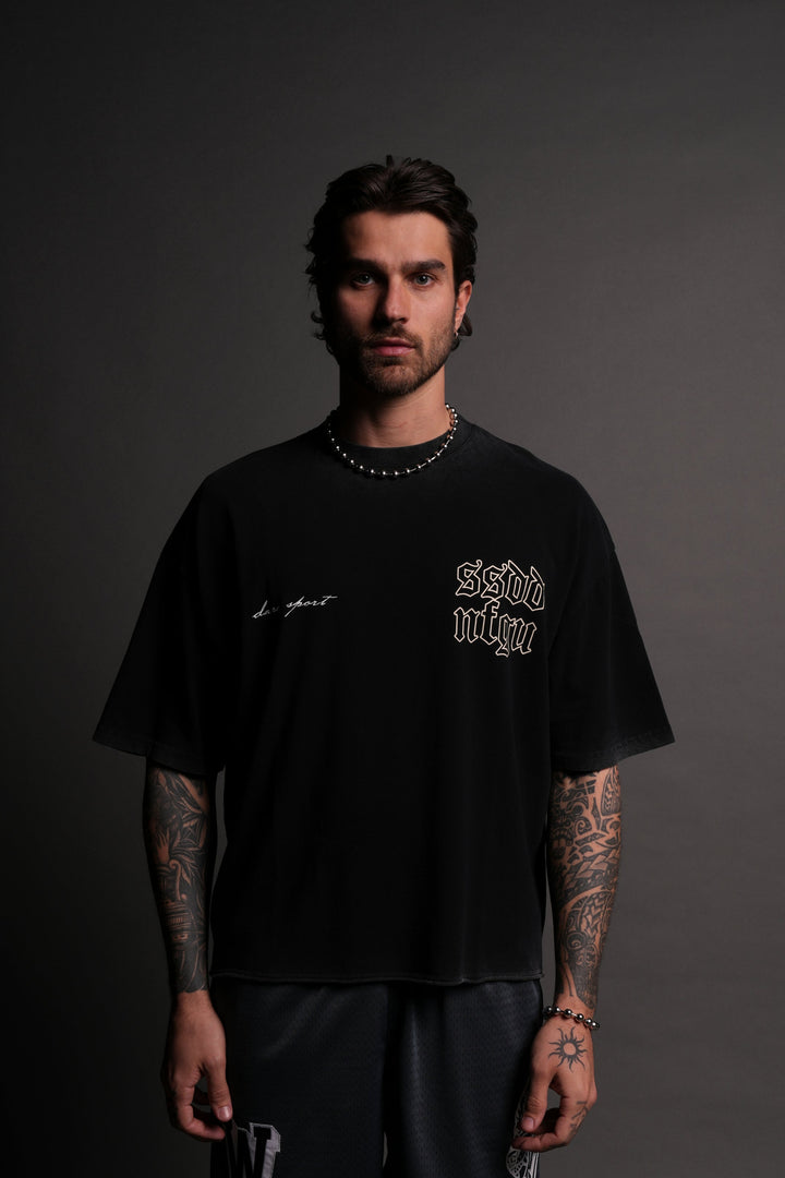 New Beginnings Premium Raw Hem "Box Cut" Tee in Black