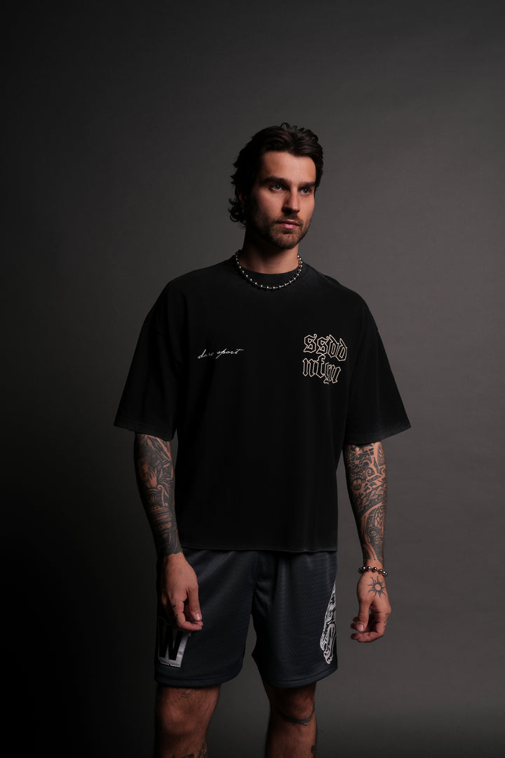 New Beginnings Premium Raw Hem "Box Cut" Tee in Black