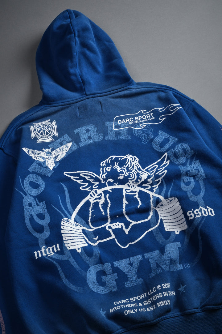 Powerhouse of the Cherub Unisex "Pierce" Hoodie in Darc Cobalt Drift Wash