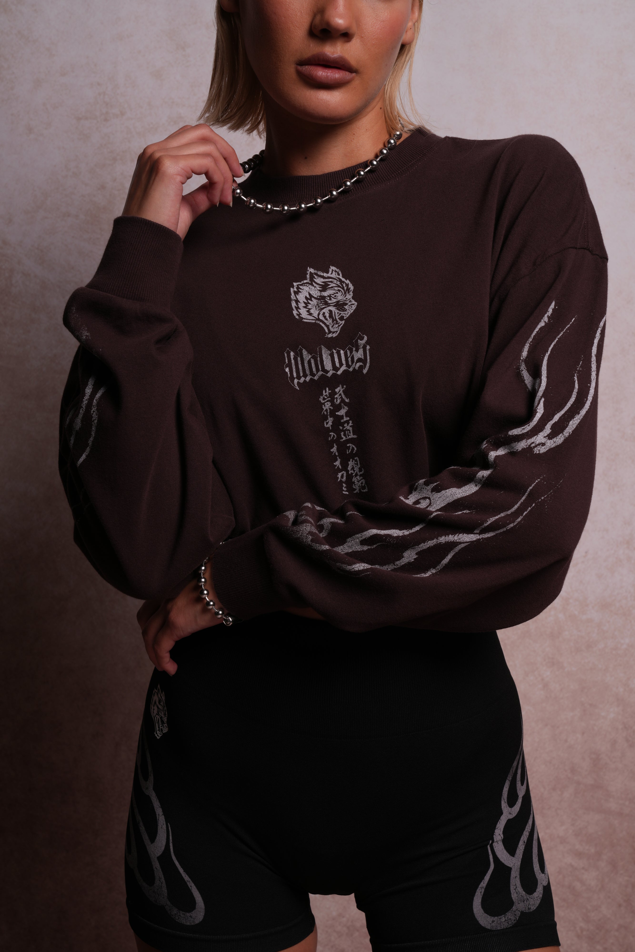 Darc Infernal "Premium" Oversized Cropped L/S Tee in Darc Garnet