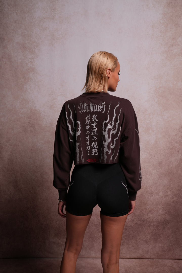 Darc Infernal "Premium" Oversized Cropped L/S Tee in Darc Garnet