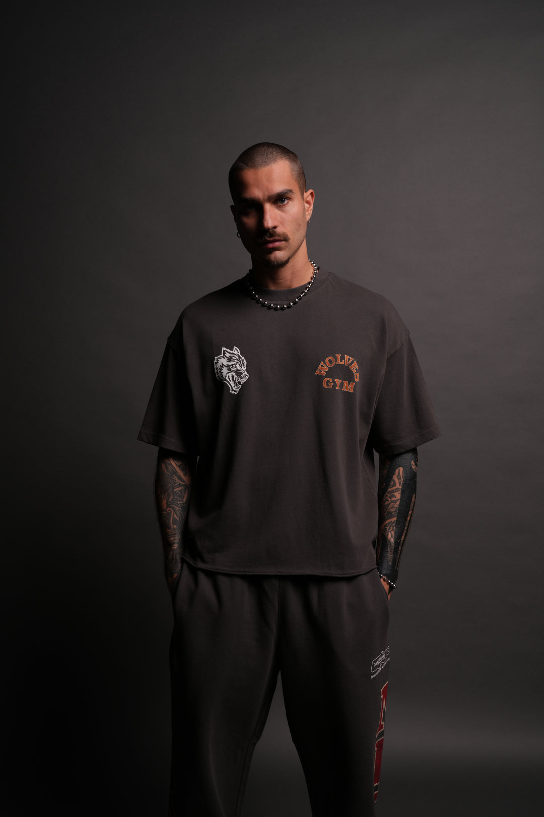 Wolves Gym V2 Premium Raw Hem "Box Cut" Tee in Wolf Gray