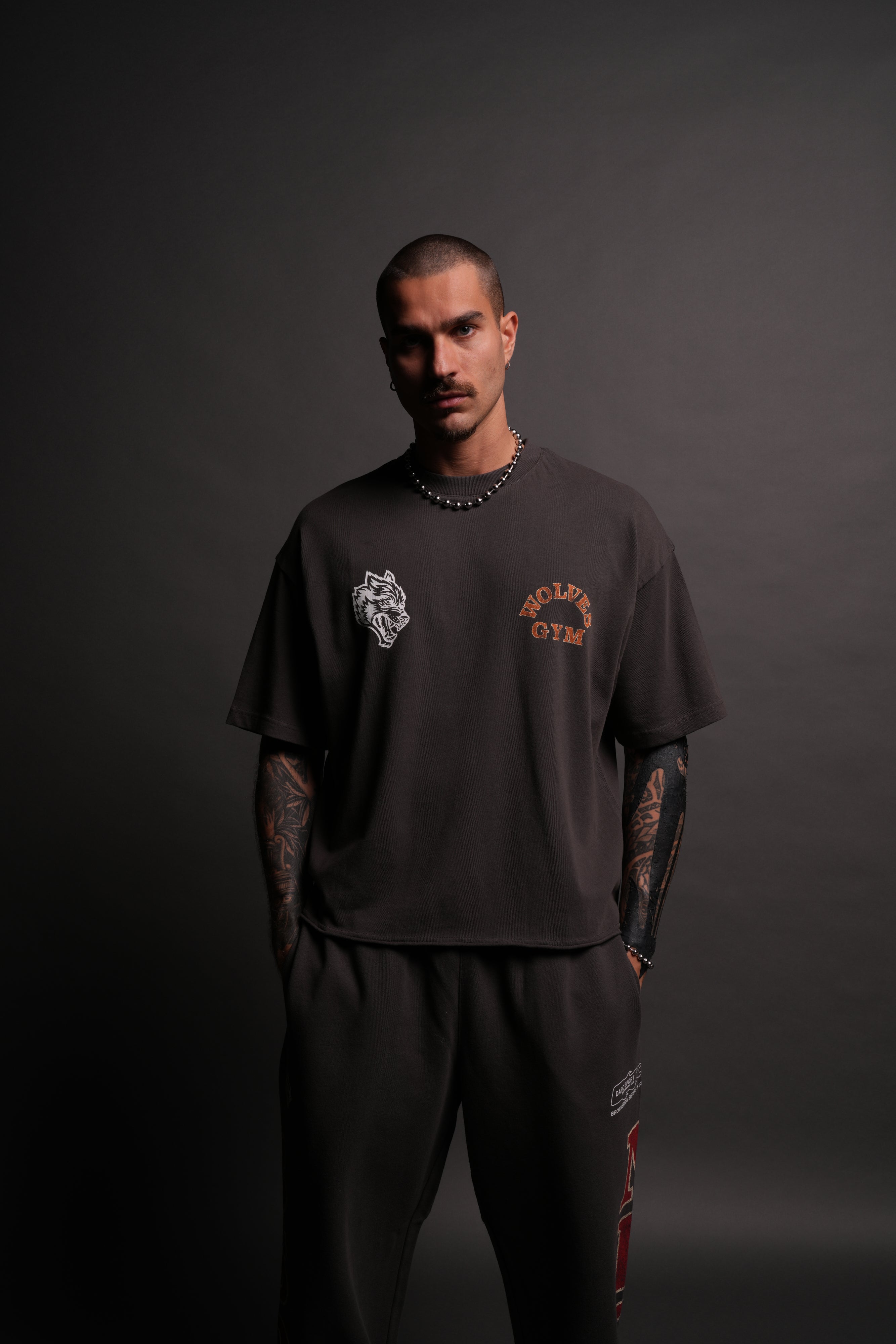 Wolves Gym V2 Premium Raw Hem "Box Cut" Tee in Wolf Gray