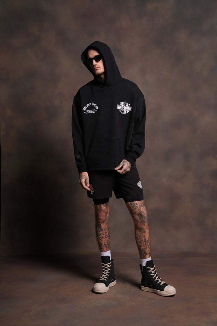 Iron Lightning "Moaty" Hoodie in Black Drift Wash