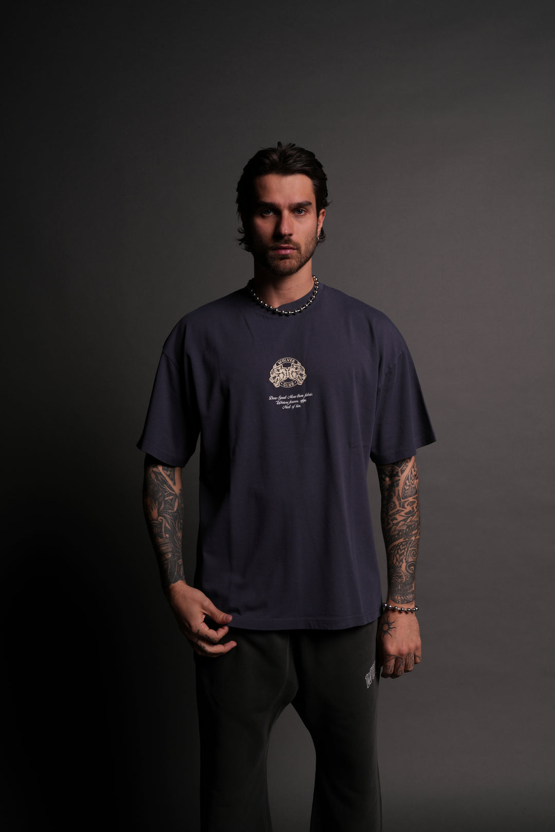 Iron Kin "Premium" Oversized Tee in Midnight Blue