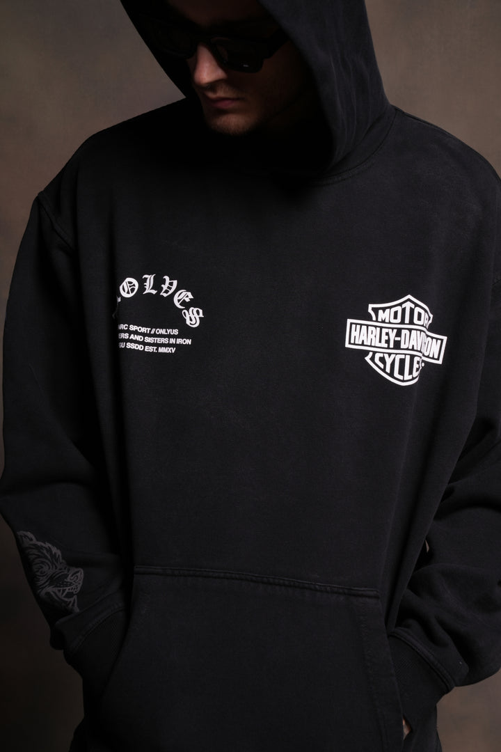 Iron Lightning "Moaty" Hoodie in Black Drift Wash