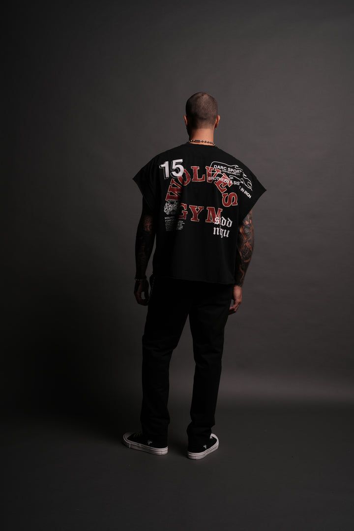 Wolves Gym V2 Grunge Cut-Off Tee in Black