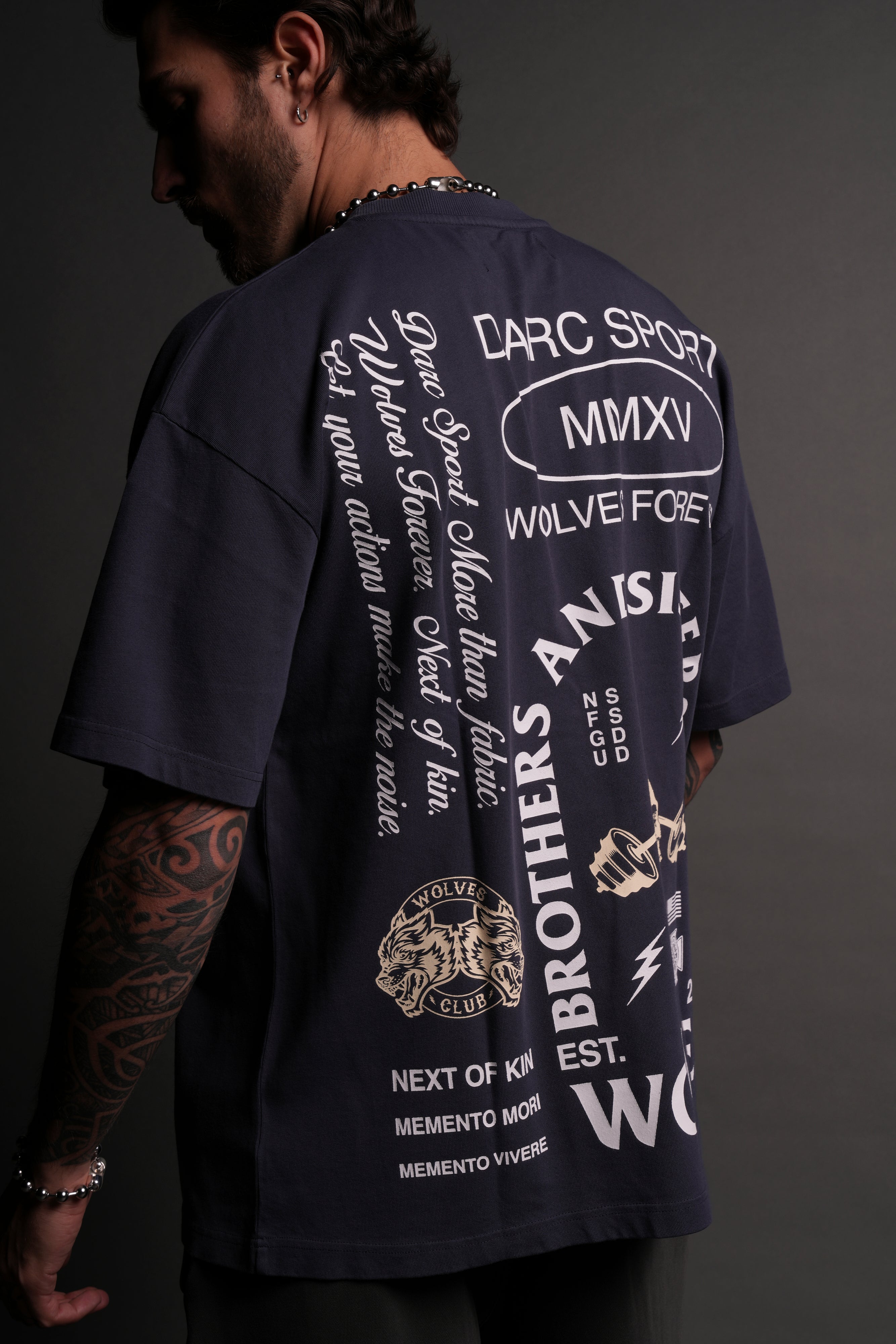 Iron Kin "Premium" Oversized Tee in Midnight Blue