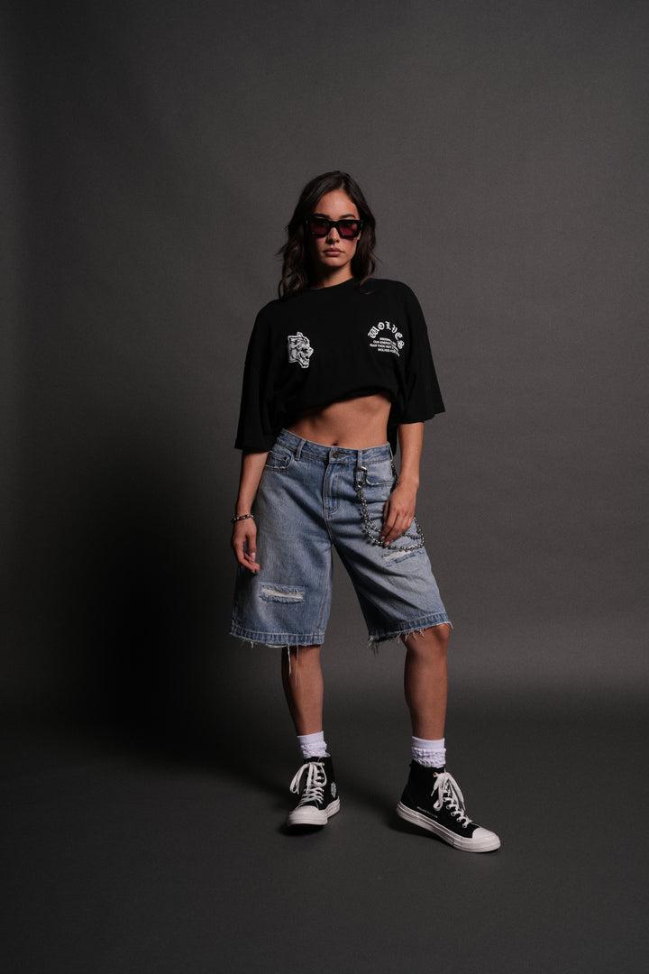 Darc Mori "Side By Side" Series Premium Oversized Tee in Black