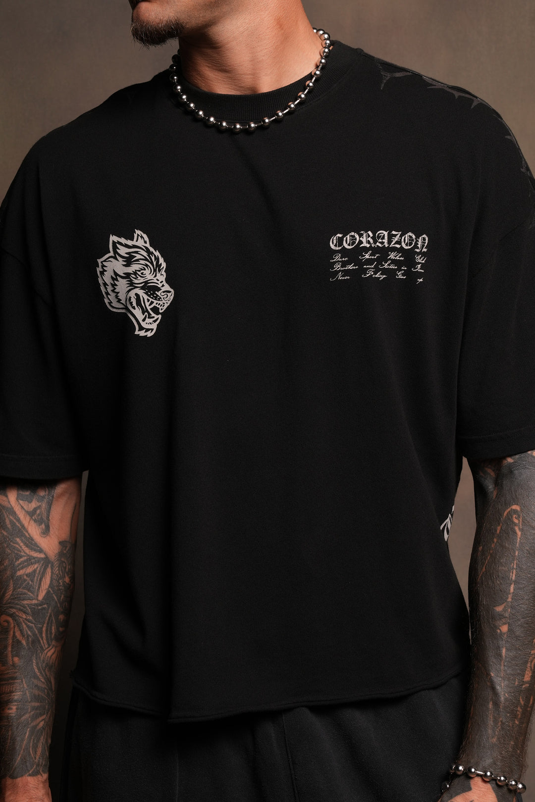 Angelito Muerto Premium Raw Hem Box Cut Tee In Black