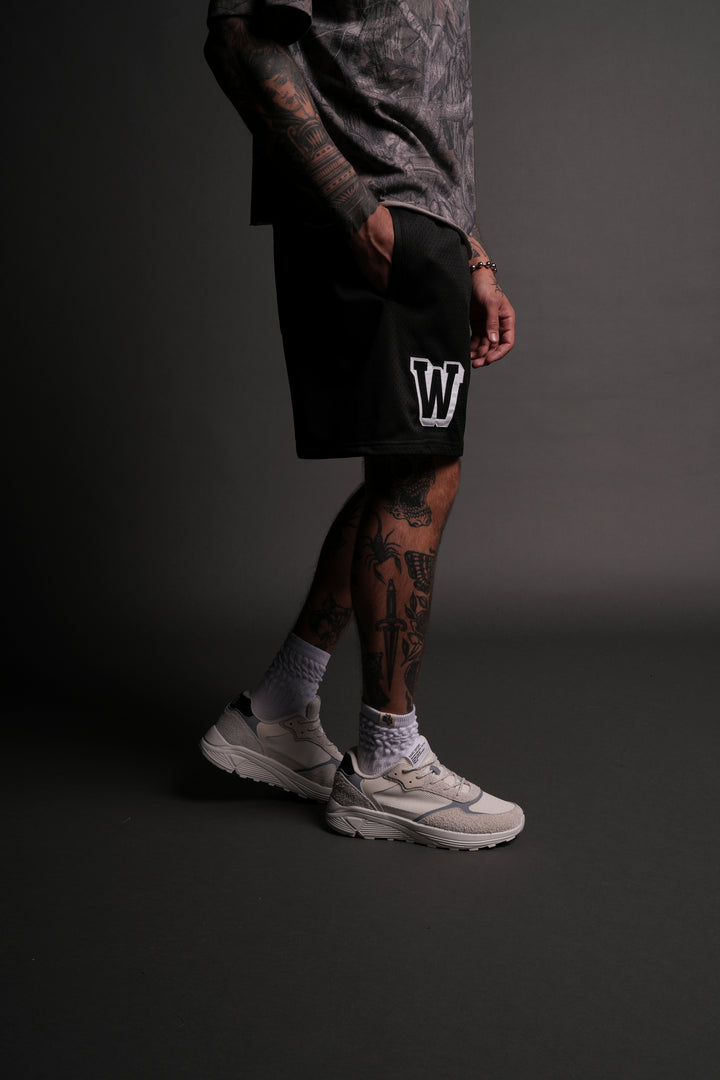 Vaughn Mesh Shorts in Black/White