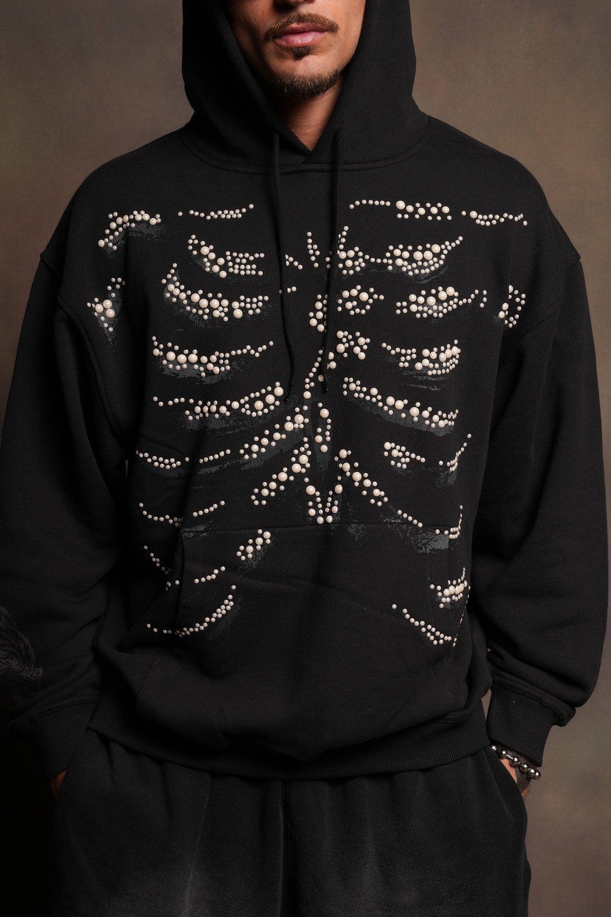 Bone Cage Bishop Hoodie In Black