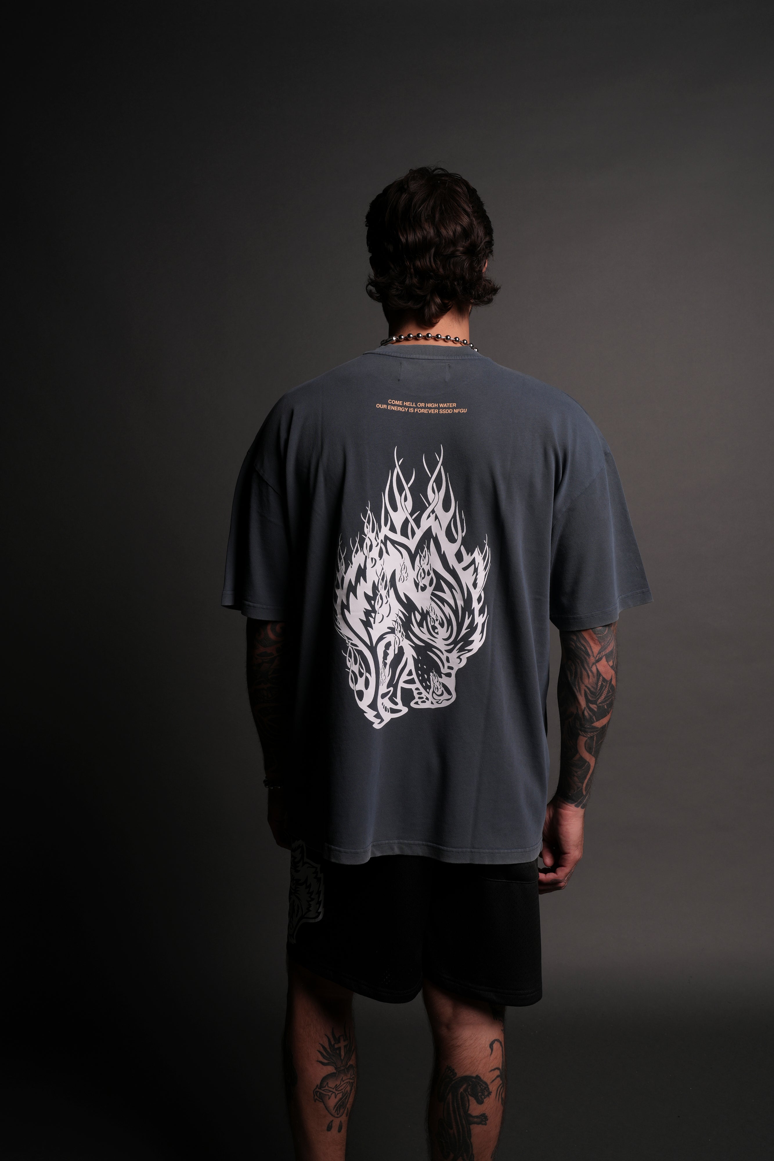 Come Hell Or High Water "Premium" Oversized Tee in Darc Blue