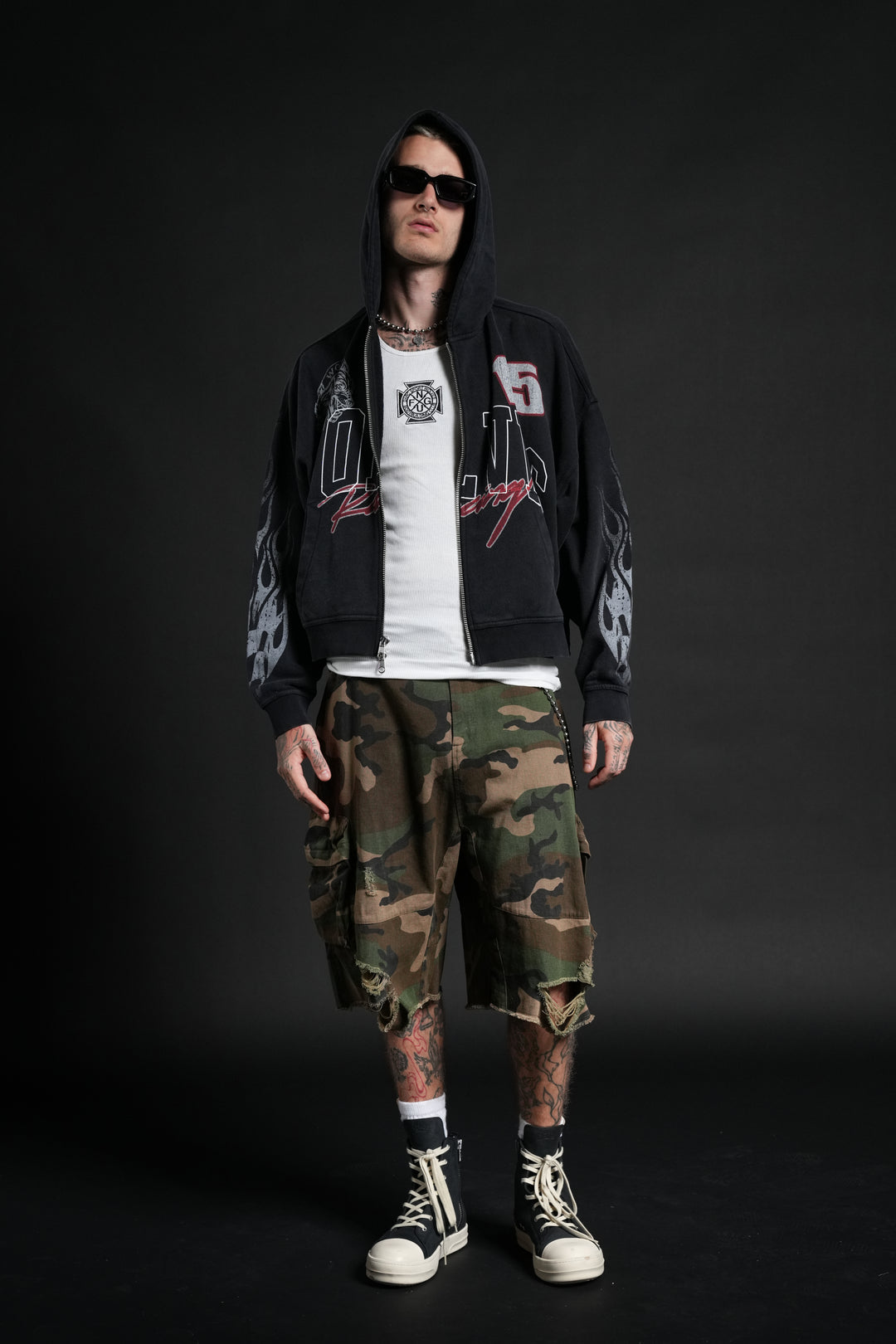 Race Inferno Vex Double Zip Hoodie in Black
