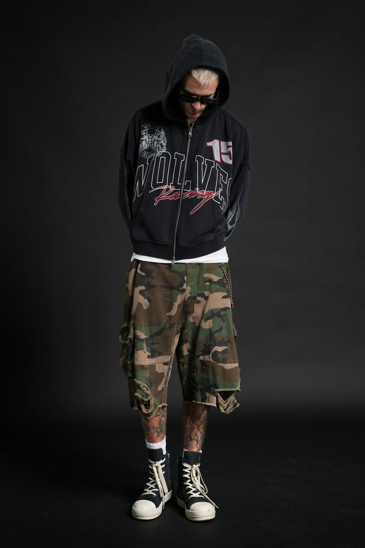Race Inferno Vex Double Zip Hoodie in Black