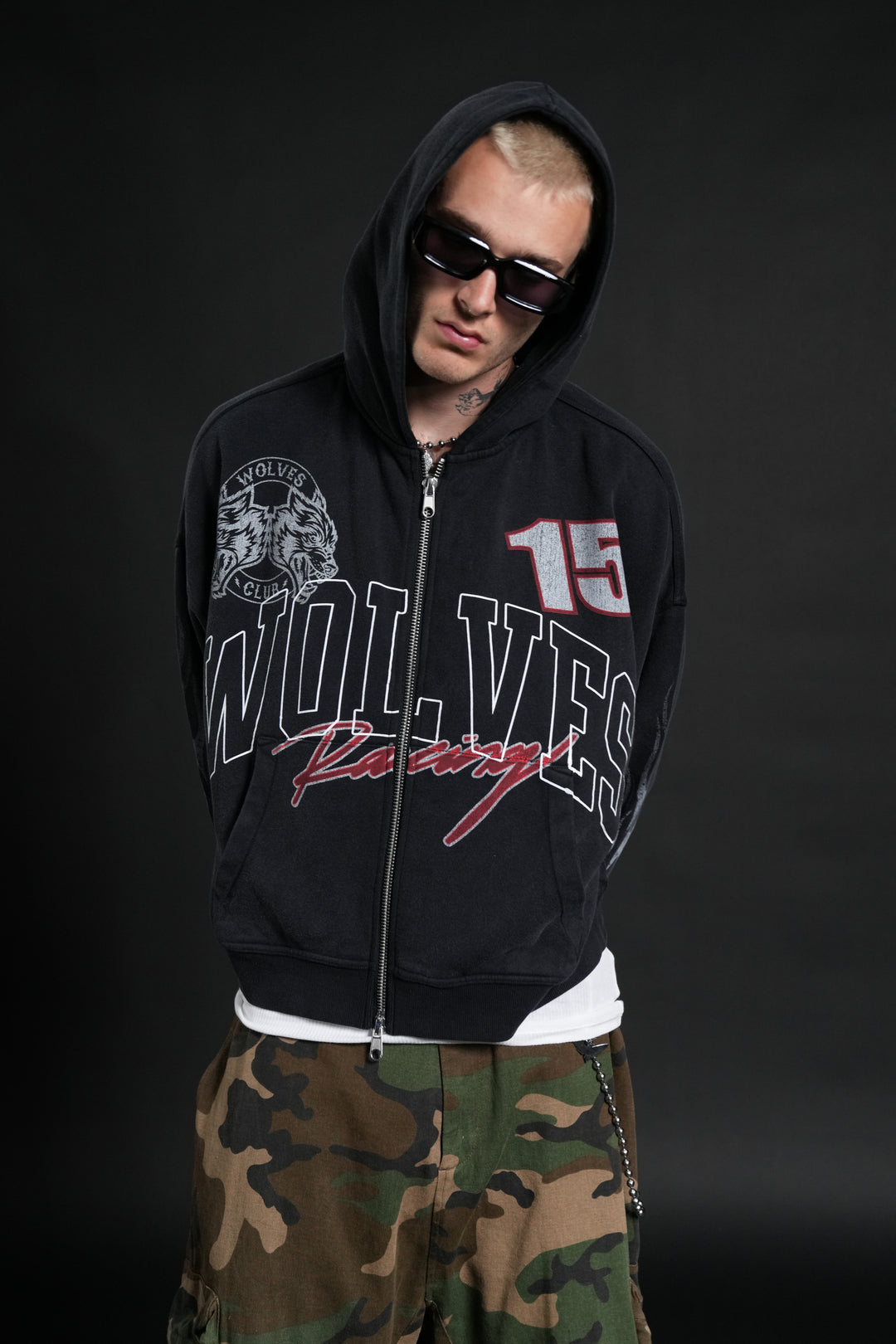 Race Inferno Vex Double Zip Hoodie in Black
