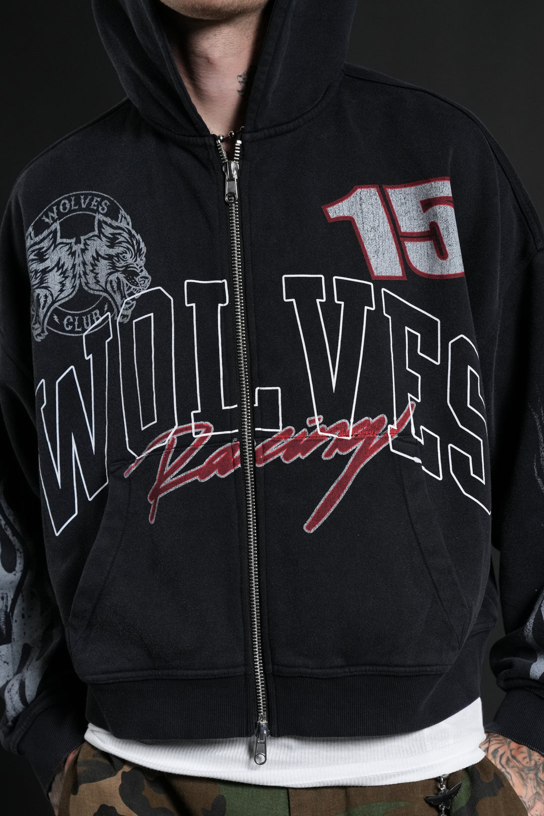 Race Inferno Vex Double Zip Hoodie in Black