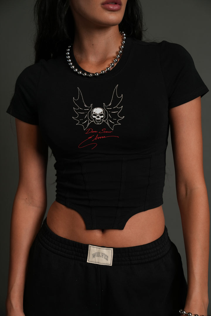 Wings of Darkness Salem Corset Tee in Black