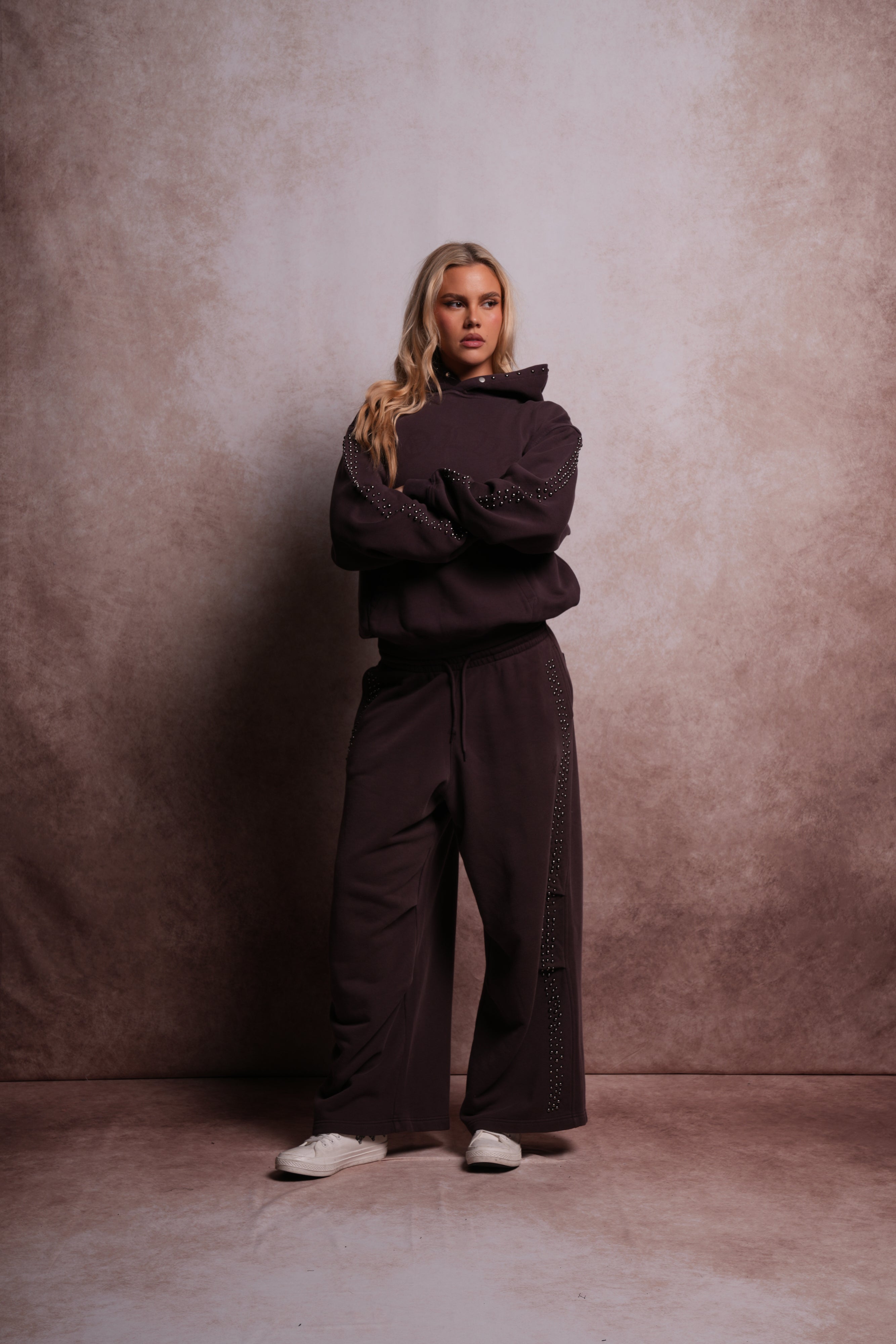 Chopper Stud "Pierce" Hoodie in Darc Garnet Horizon Sun Fade