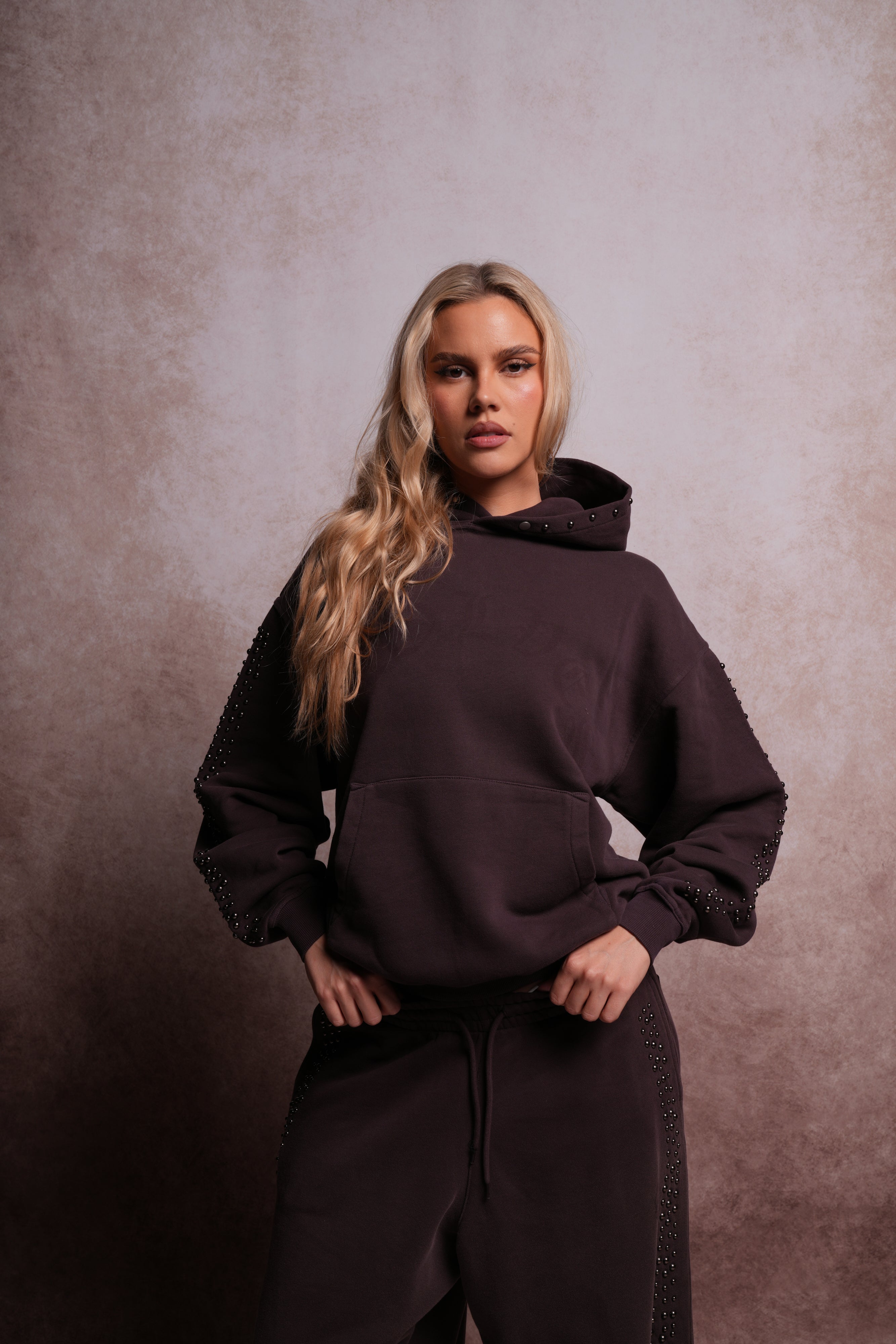 Chopper Stud "Pierce" Hoodie in Darc Garnet Horizon Sun Fade